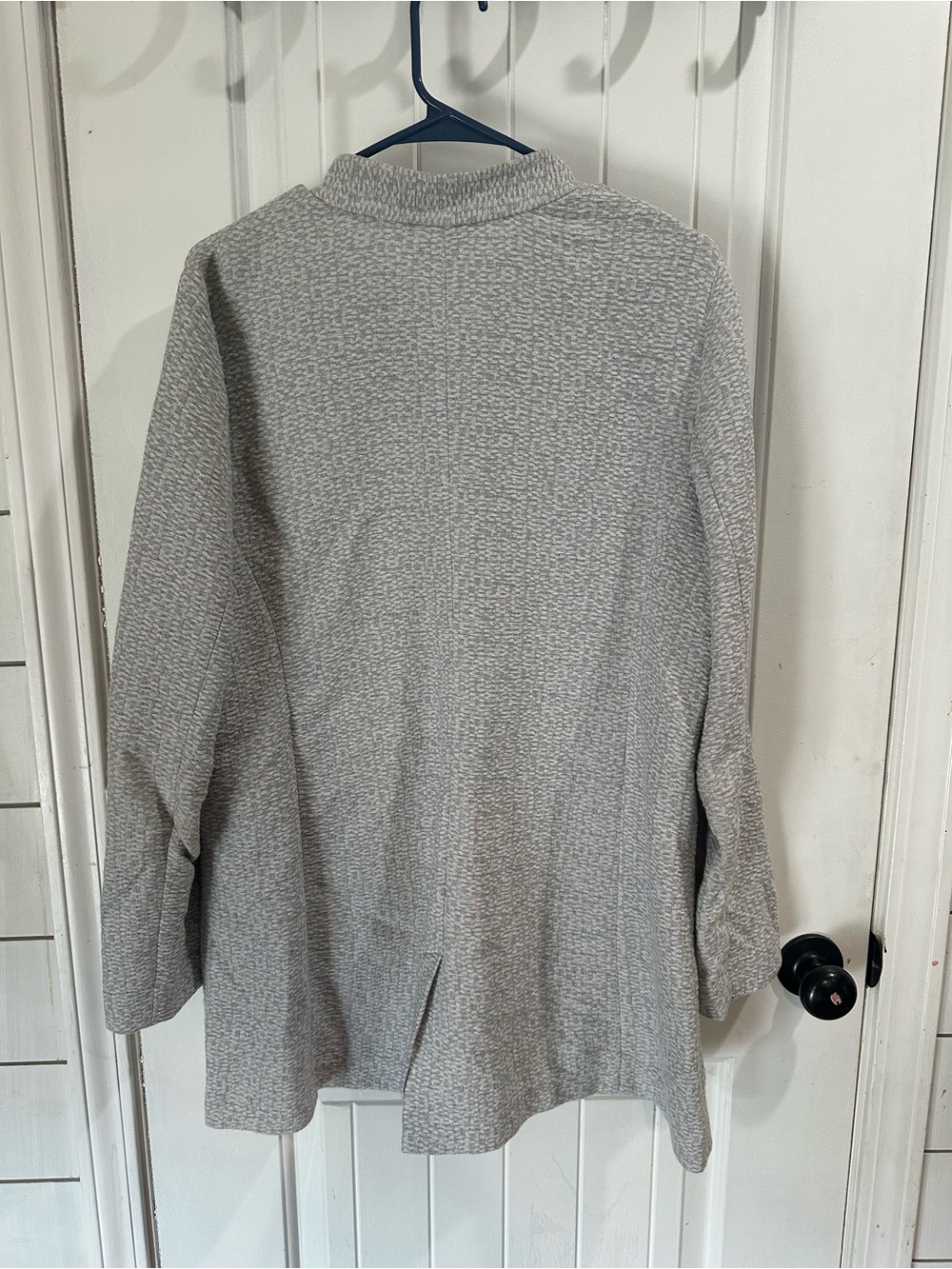 Eileen Fisher M Gray Textured Tencel Cotton Longline Jacket Italian Fabric - Picture 6 of 7